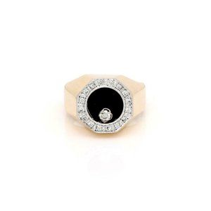 Diamond 14k Gold Octagon Spinner Diamond Onyx Ring